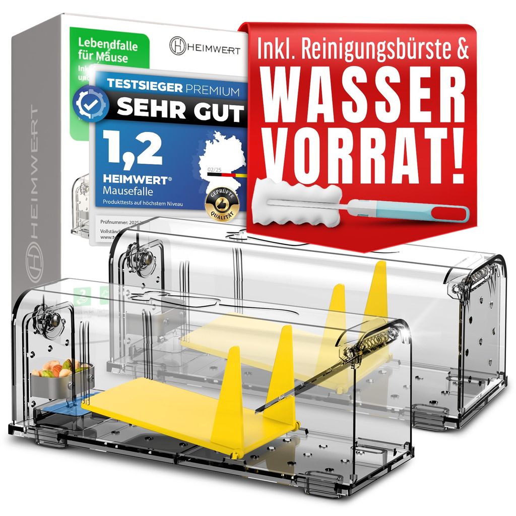 HEIMWERT Lebendfalle Maus Mausefalle 2erSet - mit Wasser Produktbild 