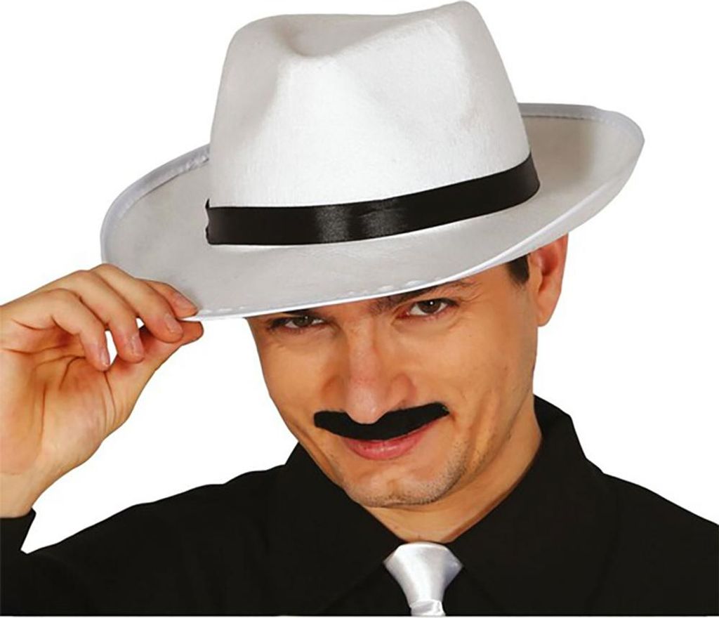 Sombrero de fieltro blanco para adultos, estilo "gangster" Imagen del producto 