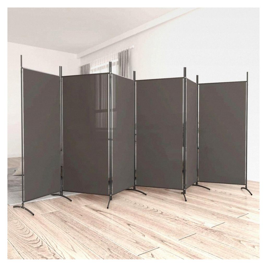 Raumteiler 6 Paneele Anthrazit 520 x 180 cm Stoff