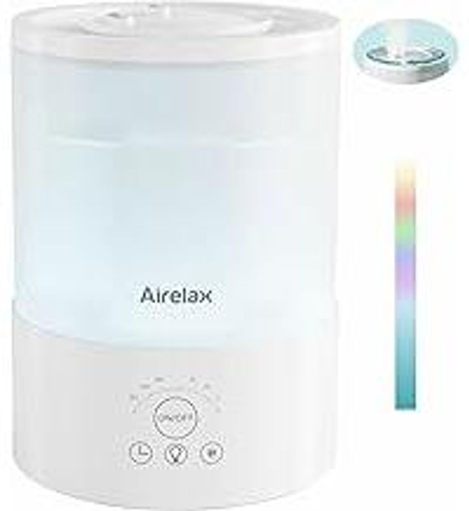 Airelax Luftbefeuchter, 2.5L Cool Mist Luftbefeuchter Schlafzimmer mit 360° Doppeldüsen, 23dB Leise Top-Fill Humidifier für Baby Pflanzen, Aroma...