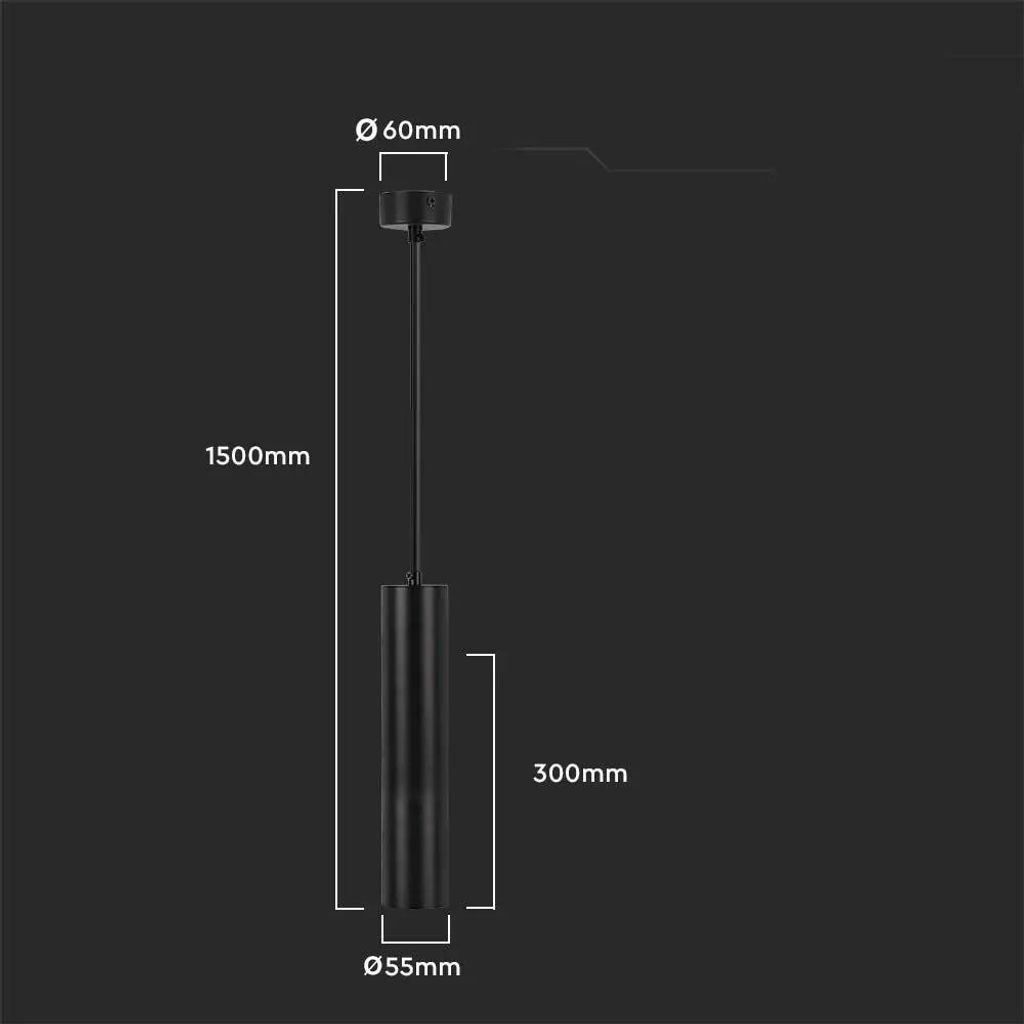 V-TAC VT-976 GU10-LED-Pendelleuchte aus schwarzem Aluminium Produktbild 