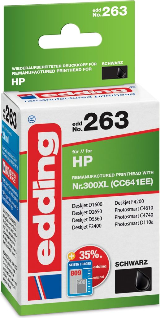 Tintenpatrone kompatibel mit HP No. 300XL (CC641EE) schwarz Packung mit 12 Stück