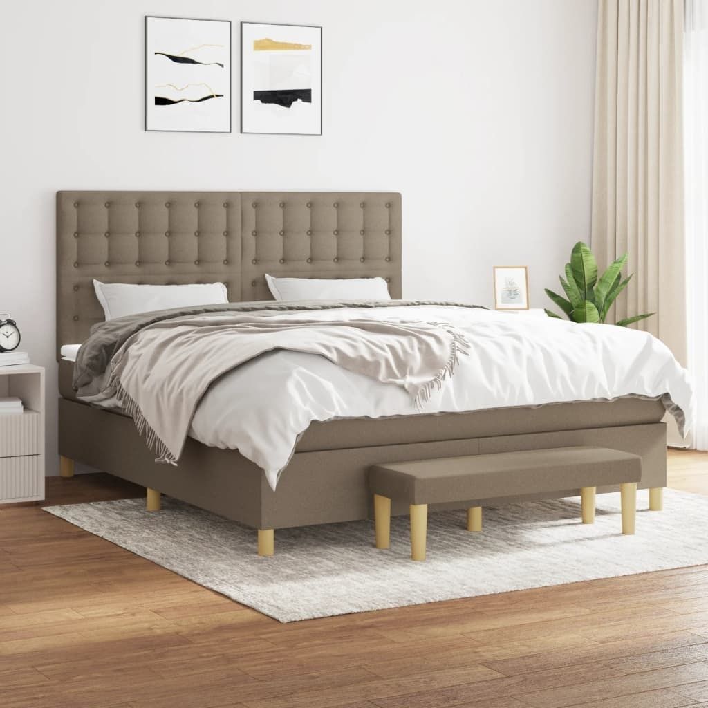 "2026 Promotion" Boxspringbett mit Matratze - Taupe 180x200 cm - Stoff - Polsterbett CC7912