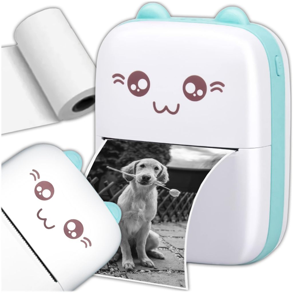 KRUMAD Mini Drucker - Kabelloser Bluetooth Thermodrucker für Smartphones, 200 DPI, Fotodrucker, ideal für Geschenke für Teenager Mädchen