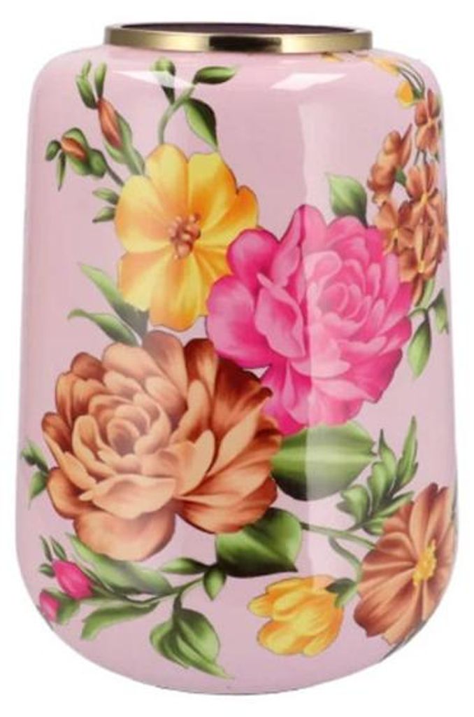 Vase Blumenstraus - hellrosa - Metall - 33 x 32 x 40 cm - Blumenvase