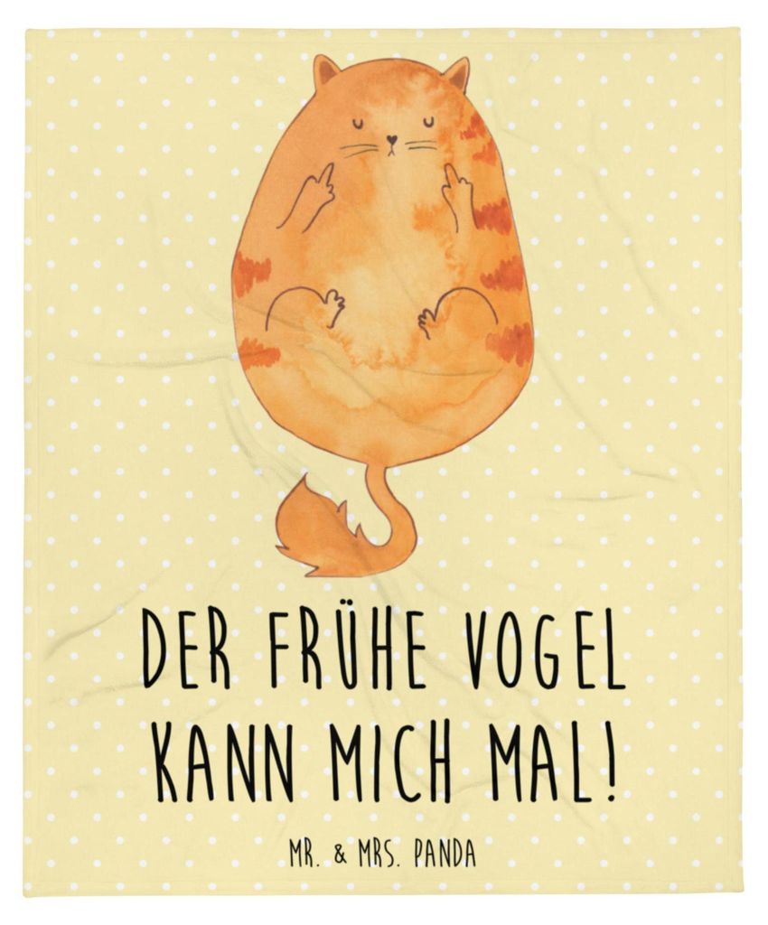 Mr. & Mrs. Panda Decke Katze Frühaufsteher - Gelb Pastell - Produktbild 