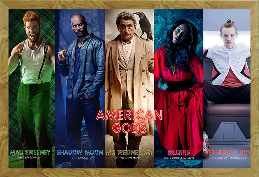 American Gods Poster Collage con Cornice Shinsuke Maxi Rovere 61x91.5