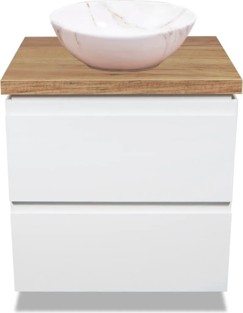 Petit Meuble de Salle de Bain 50 cm Blanc Idéal pour Studio ou WC avec Vasque