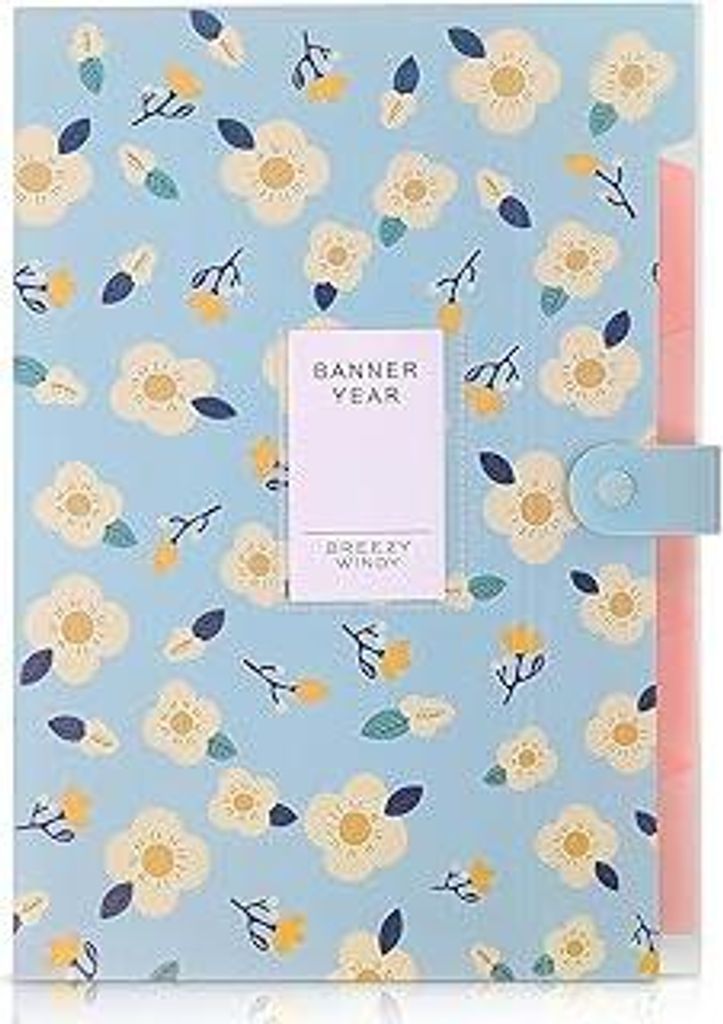 KONVINIT Dokumentenmappe Fächermappe A4 Mappe mit 5 Fächern PP Floral Bedruckt Akkordeon Dokument Ordner Folder Document Organizer,Ordnungsmappe ...
