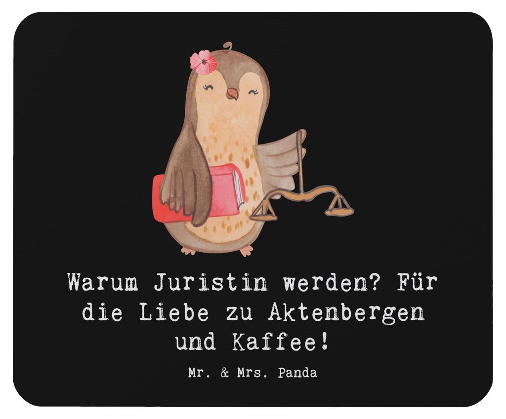 Mr. & Mrs. Panda Mauspad Juristin Liebe - Schwarz - Geschenk, Fairness, Geschenke mit Herz, laptop mousepad, Berufe, Berufsprodukte, Mouse Pad, Ber...