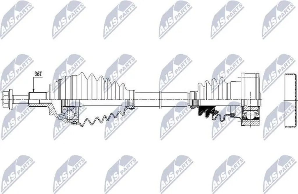 Arbre d'entraînement NTY NPW-VW-149 OE 5Q0407272B pour Golf VII et A3