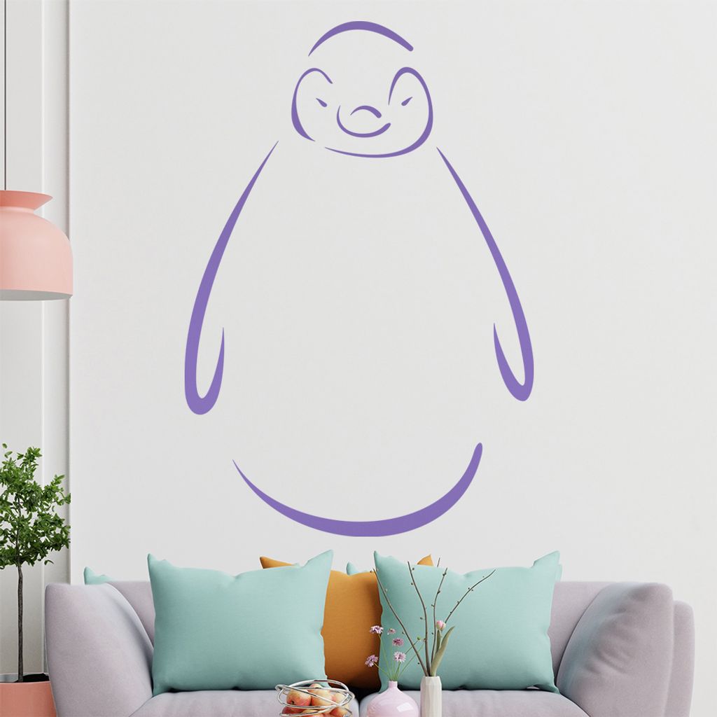 Pinguin Linien Wandtattoo in 6 Größen - Wandaufkleber Wall Sticker - Dekoration, Küche, Wohnzimmer, Schlafzimmer, Badezimmer