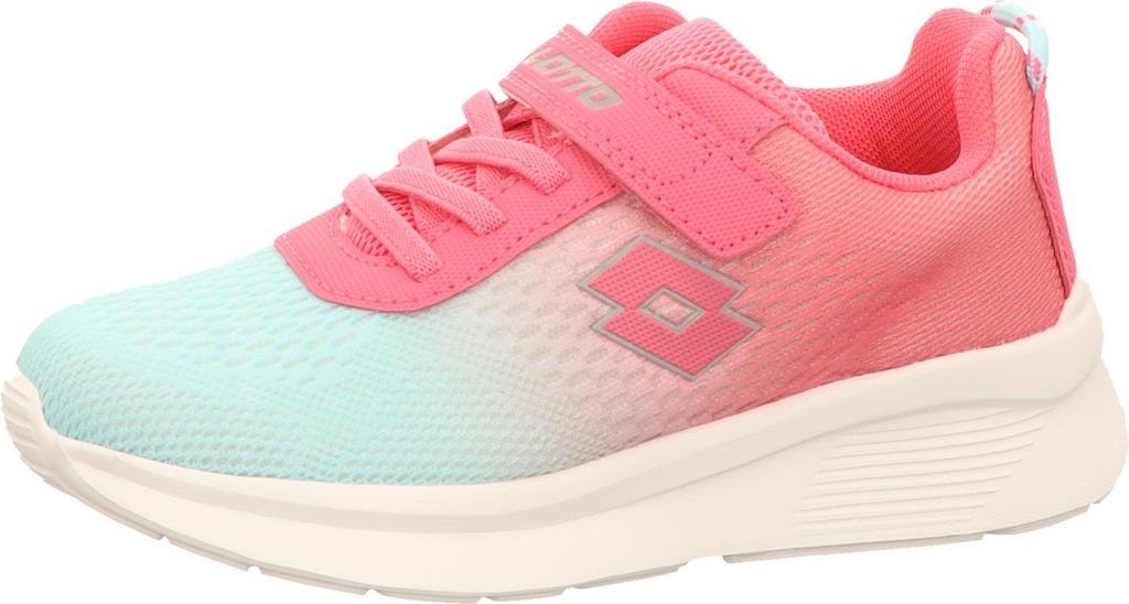 Lotto Lifes Kinder-Sneaker-Slipper-Klettschuh RELAZIO K Unisex Kids Pink-Grün-Weiß, Farbe:rot, EU Größe:30