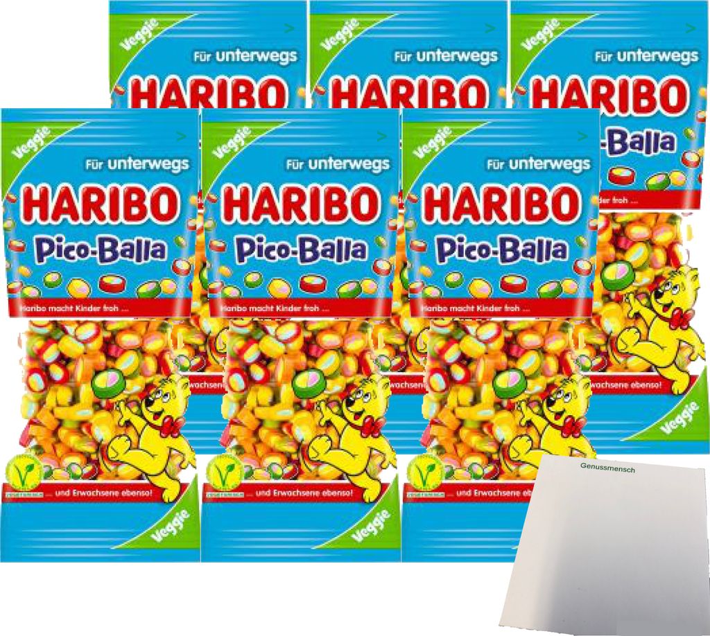 Haribo Pico-Balla Veggie 6er Pack (6x65g) + usy Block