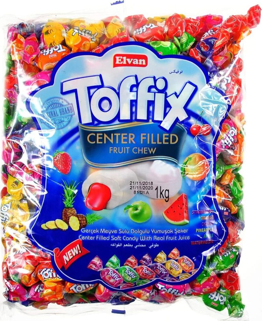 A bag of individually wrapped fruit chews.