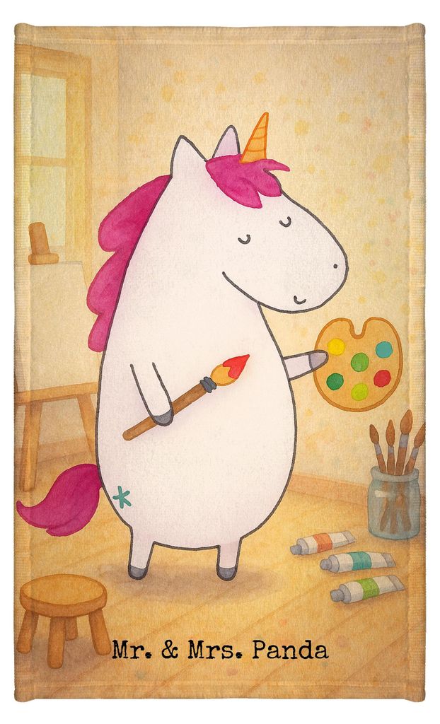 Mr. & Mrs. Panda Handtuch Einhorn Künstler Design - Weiß - Geschenk, Englisch, Kleines, gäste wc, Gästehandtuch 30x50, Unicorn, Klein, Stift, W...
