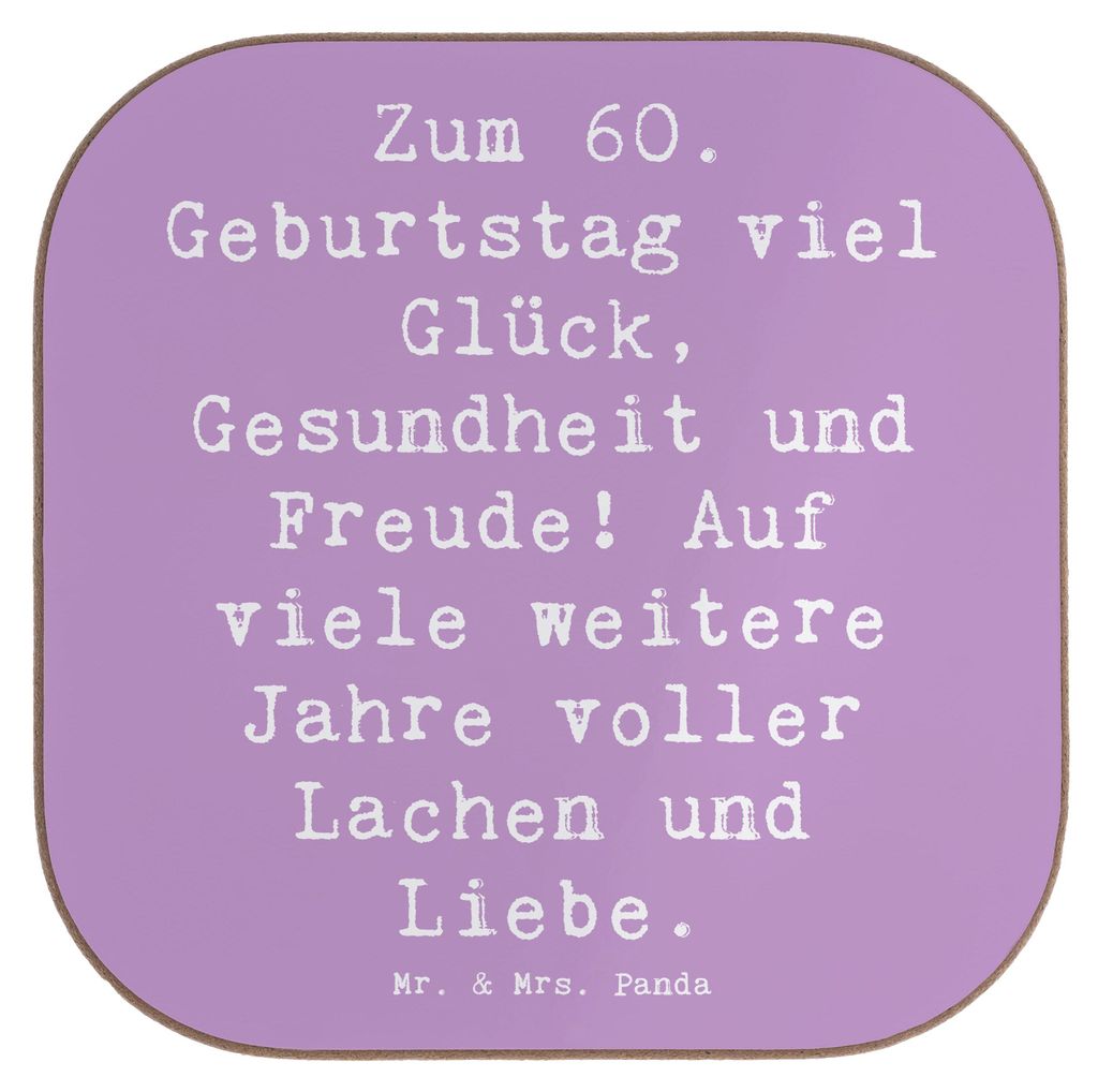 Mr. & Mrs. Panda Untersetzer für Gläser Spruch 60. Geburtstag Glück - Lavendeltraum - Geschenk, Tischuntersetzer, Jubiläum, Happy Birthday, Gl...