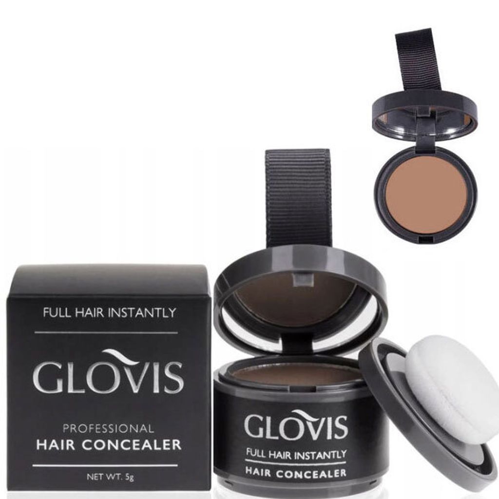 Glovis Haar Concealer HELLBRAUN - Ansatzpuder Haarverdichtungspuder Ansatz kaschieren Bartauffüllung