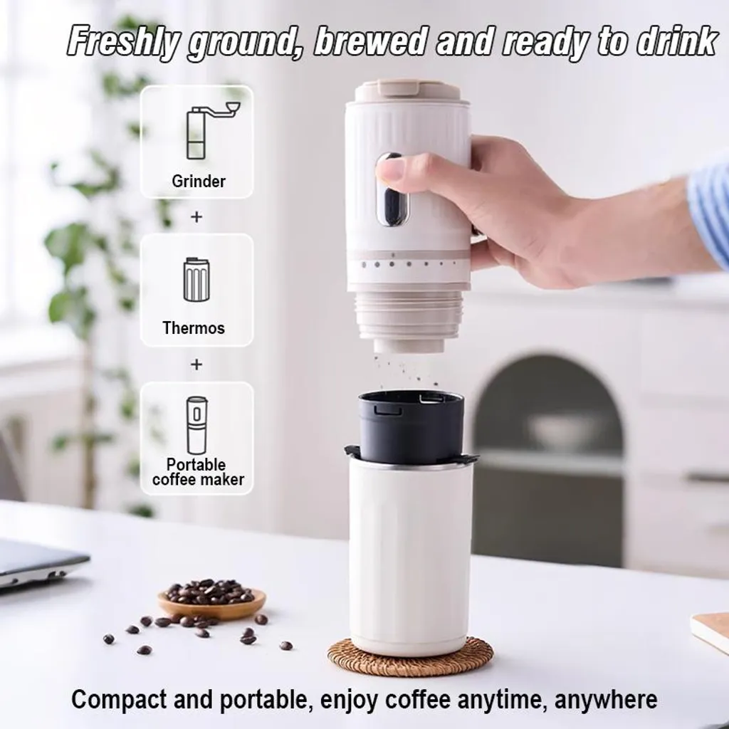Cafetière de voyage sans fil blanche avec batterie USB - Série Riviera - 3