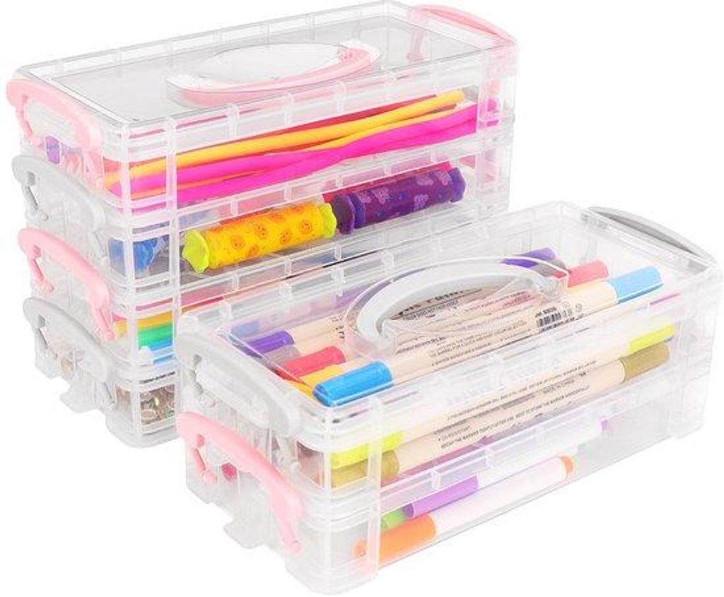 6-teiliger Stiftehalter, transparent, stapelbar, 3 Ebenen, Büroorganizer