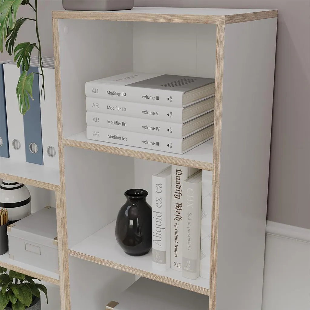 Bibliothèque gain de place Vicco Tetrix blanche pour petits espaces 140cm