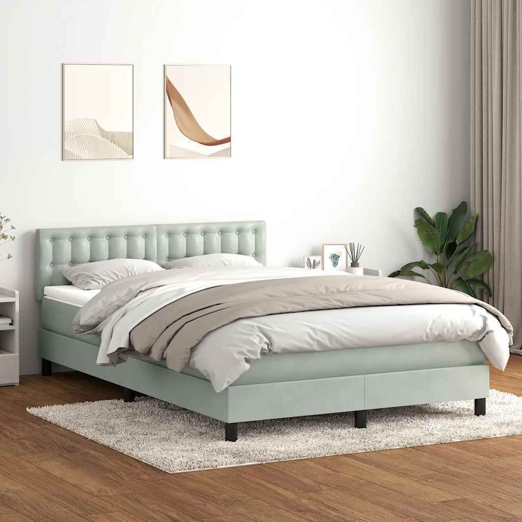 Maison Exclusive - Boxspringbett mit Matratze Hellgrau 160x210 cm Samt