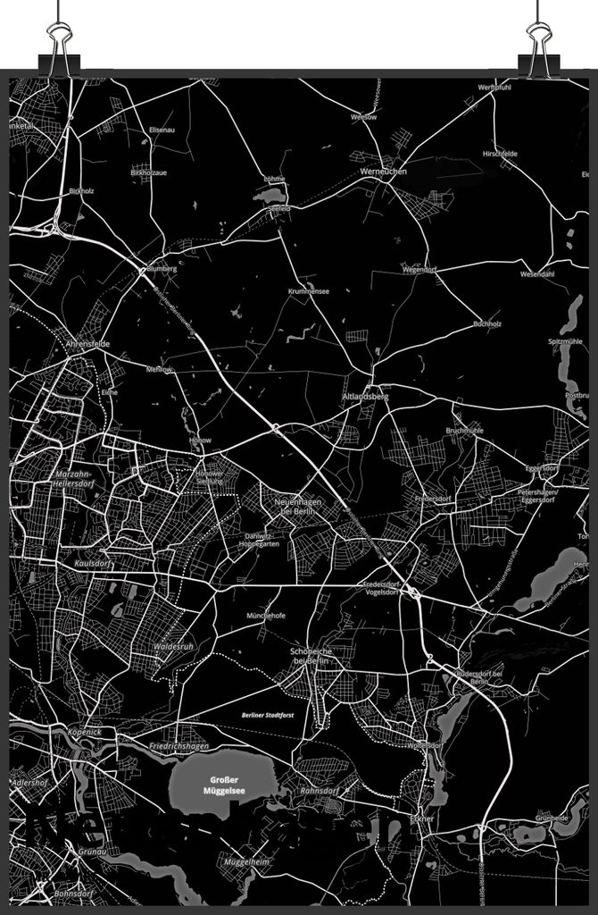 Mr. & Mrs. Panda Bild Neuenhagen DIN A2 - Geschenk, drucke, Stadt, Dorf Karte Landkarte Map Stadtplan, wanddeko, Kunstdruck, Plakat, Wanddekoration