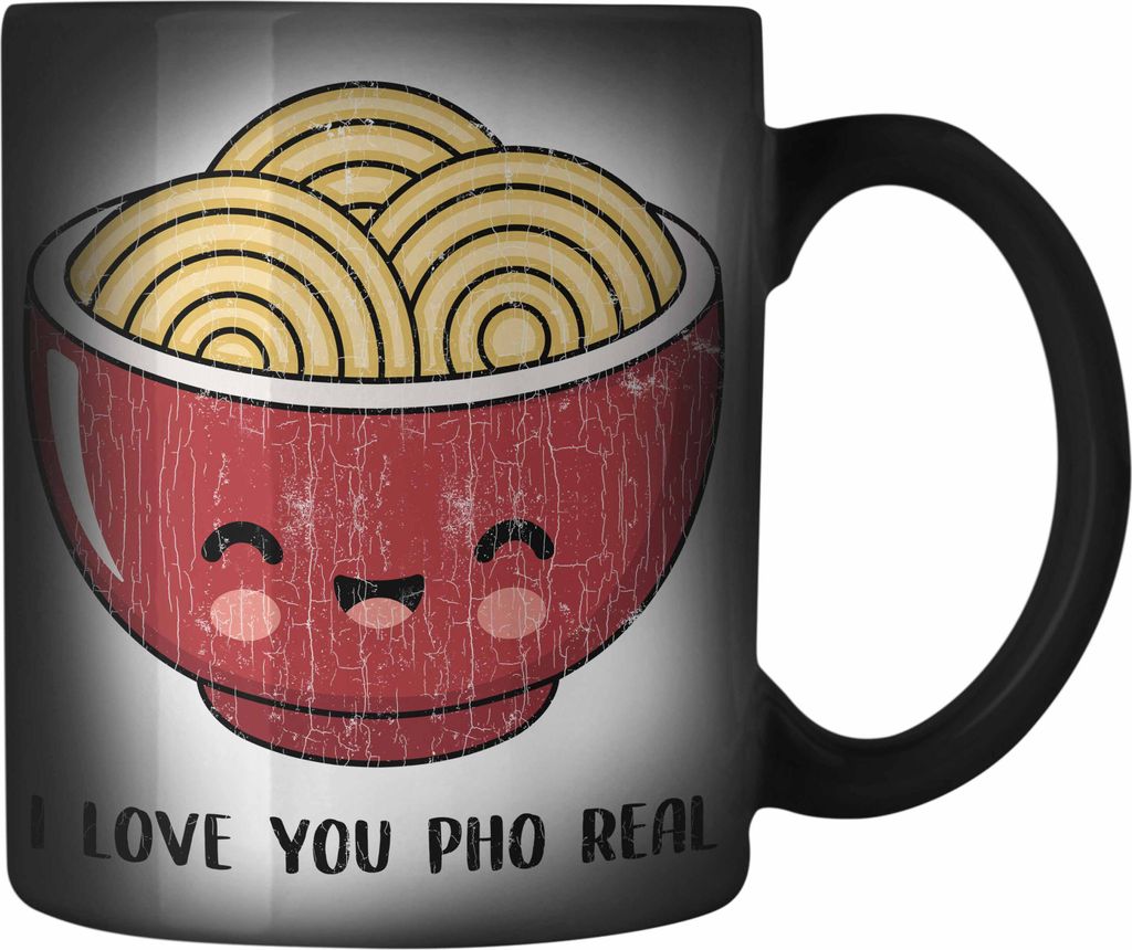 Trendation - Farbwechsel Zauber-Tasse I love You Pho Real Liebe Valentinstag Geschenk für Sie Ihn Wortspiel Geschenkidee Spruch Beste Freundin Ram...