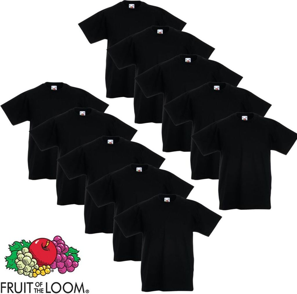 Fruit of the Loom Kinder-T-Shirt Original 10 Stk. Schwarz Größe 116