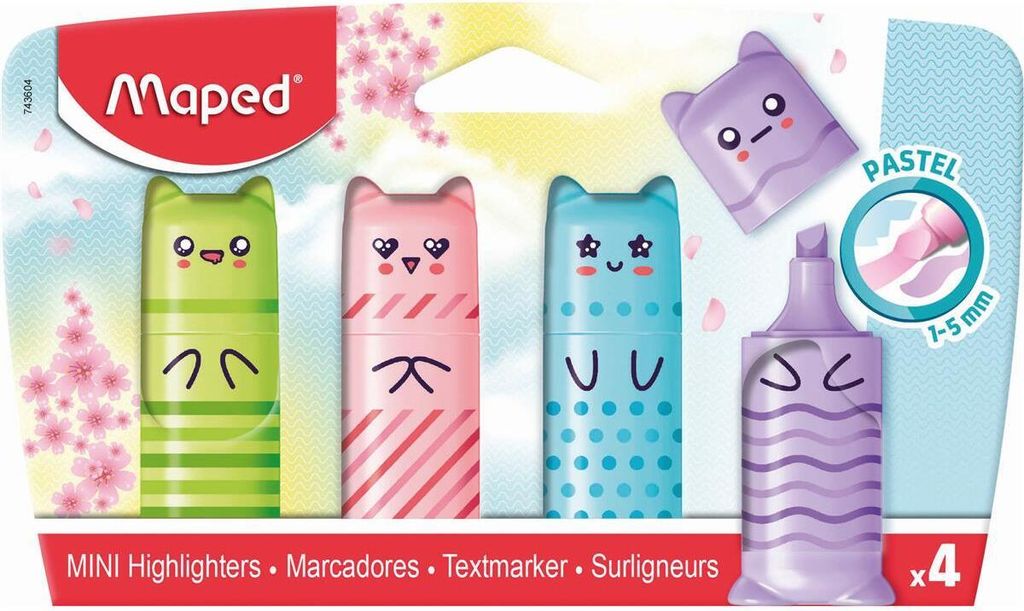 Zvýrazňovač Maped Mini PASTEL v blistri po 4 | Kaufland.sk