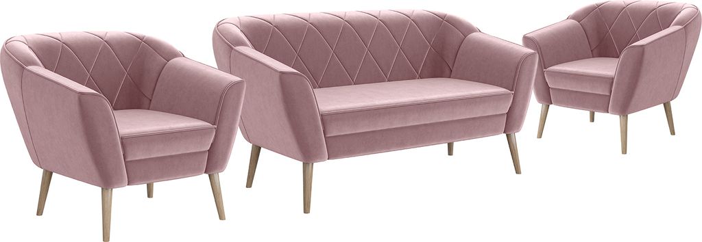 MEBLINI Mini Sofa Set 2-1-1 für Wohnzimmer - Mini Lounge für vier Personen - Küchensofa - Sofa Klein - Sitzgarnitur - Polstergarnitur - Sofagarn...
