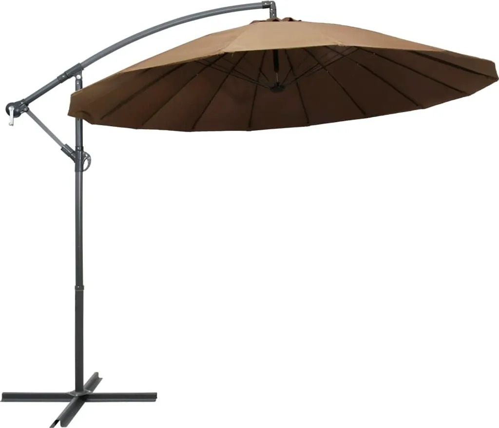 Parapluie 3m Taupe avec Mât Aluminium Ultra Léger et Design Moderne