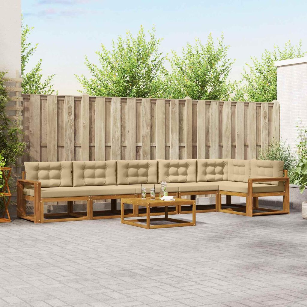 Outdoor-Sofagarnitur mit Kissen (7 pcs)- CLORIS - Natur und Beige - Gartensofas C145
