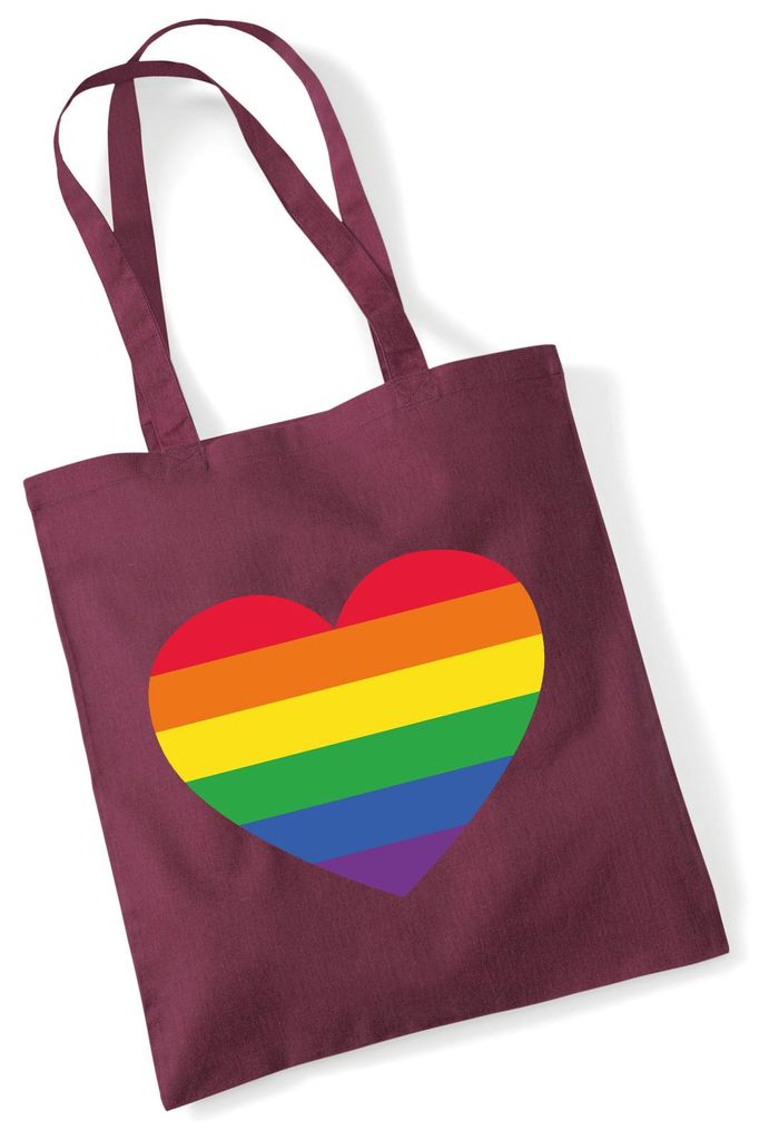 Huuraa Jutebeutel Regenbogenflagge LGBT+ Pride Flag 10 Liter Burgundy Baumwolle Tasche Geschenkidee