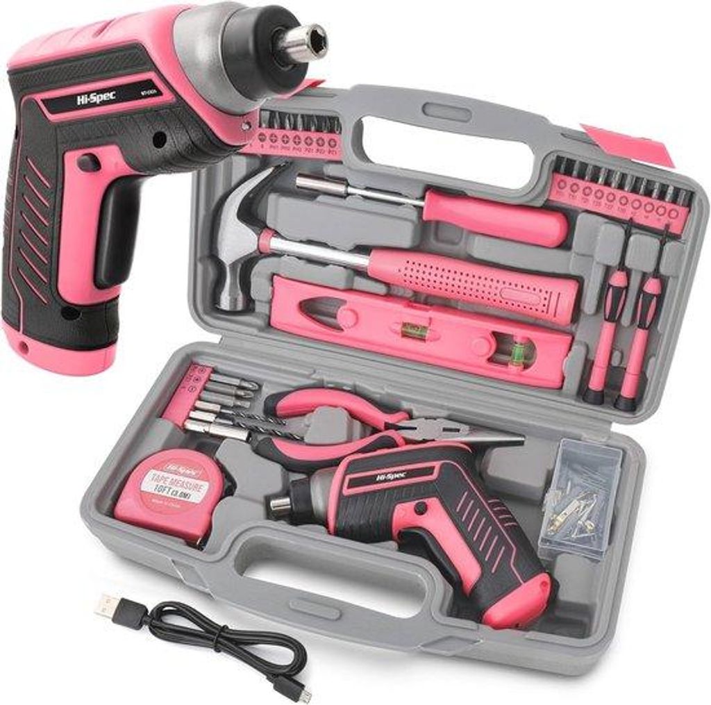 35-Stück Werkzeugset mit elektrischer USB-Ladbare Schraubendreher und Wandmontage Set - Ideal für Haushaltsreparaturen