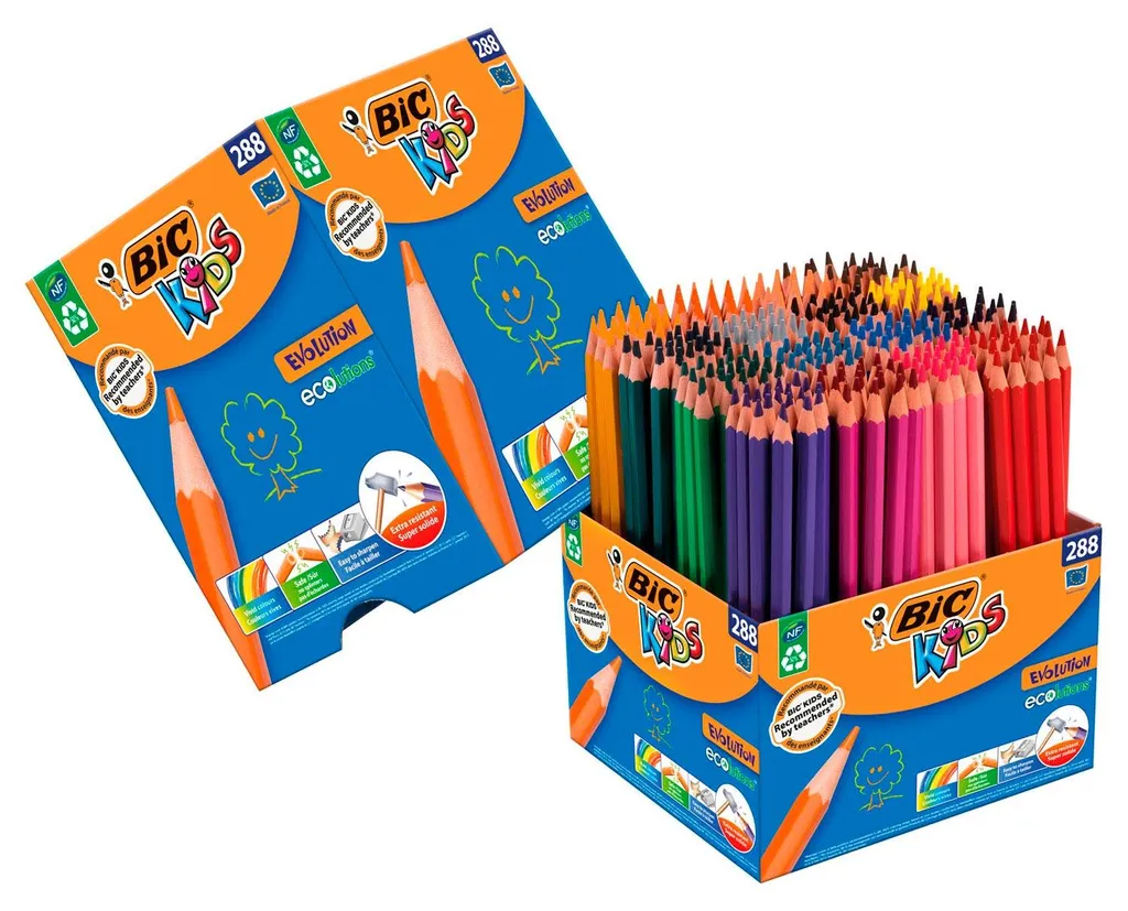Crayons de Couleur pour École BIC Evolution - Set de 288 Unités sans Bois