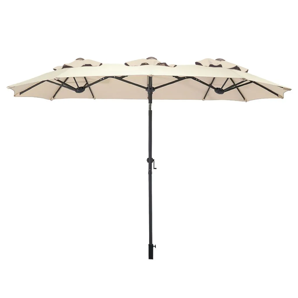 Parasol 300x150 pliable à manivelle - Toile naturelle anti-UV robuste