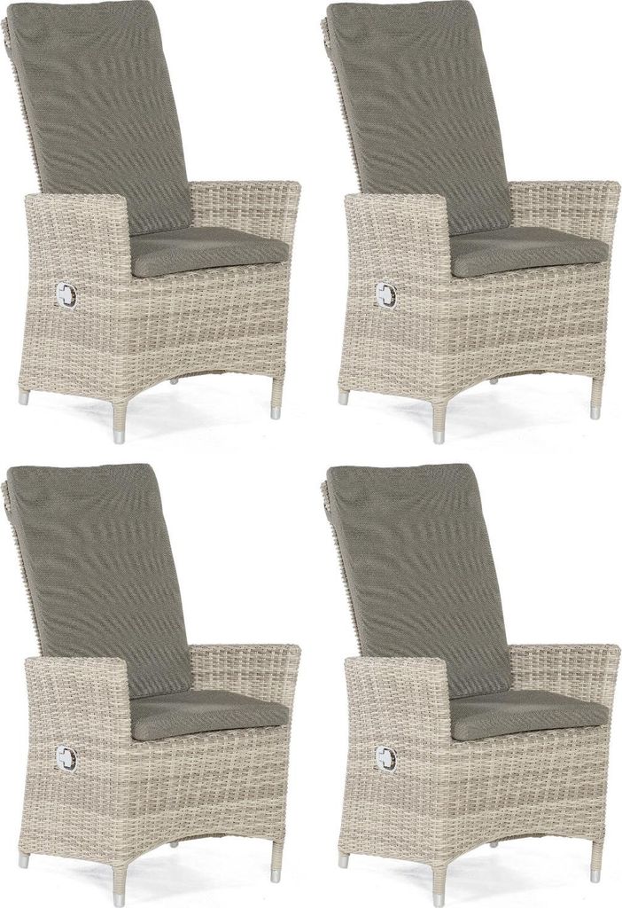 Sonnenpartner 4er-Set Garten-Sessel Solares Aluminium mit Polyrattan white-coral Gartenstuhl Hochlehner