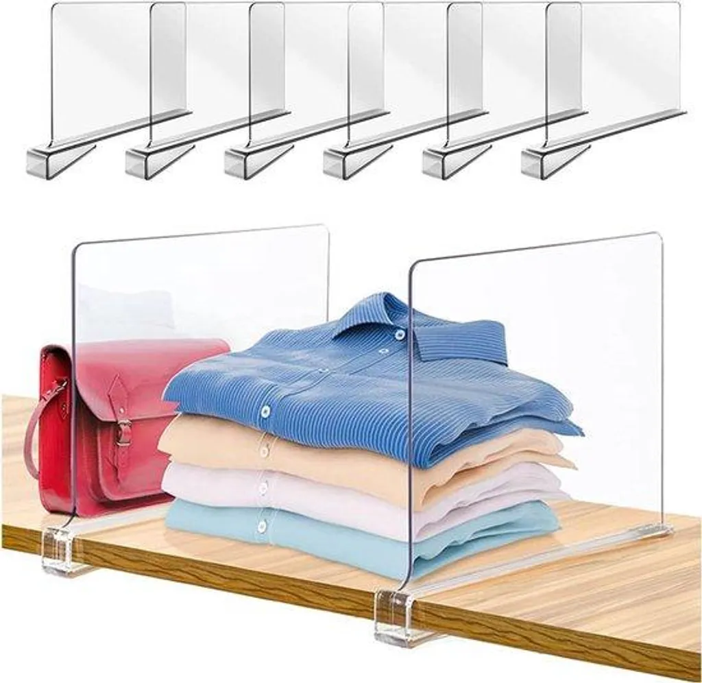 Séparateurs d'étagères en acrylique sans perçage lot de 6 haute qualité
