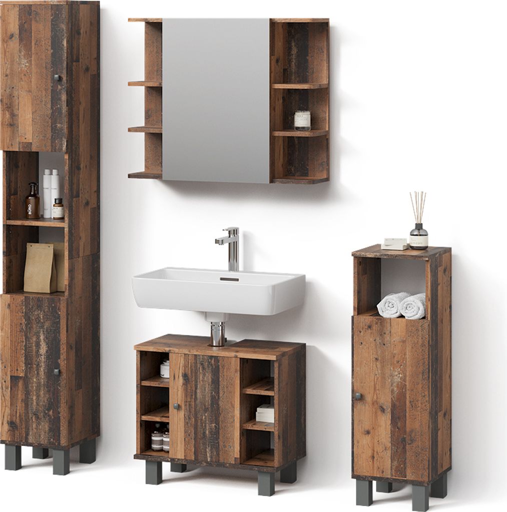 Badmöbel-Set Livinity Fucino Eiche rustikal 4 Teile, Model 52641