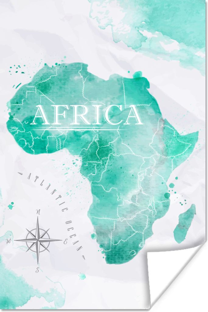 MuchoWow Poster Weltkarte - Farben - Afrika 40x60 cm - Plakate für die Wand - Poster Babyzimmer