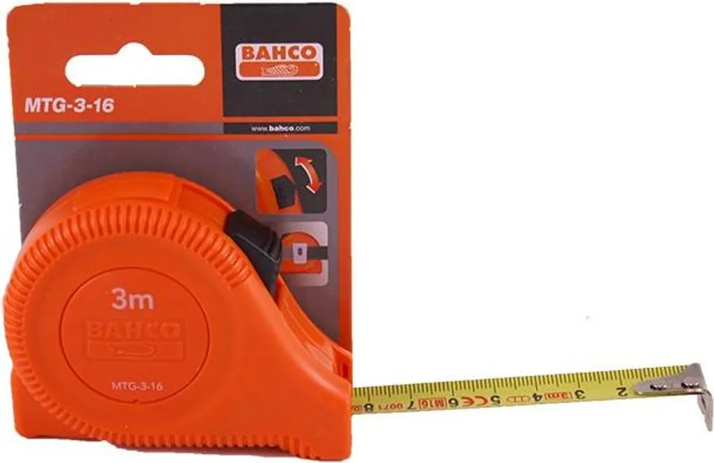 Ruban de mesure Bahco MTG-3-16 en acier carbone 3m ultra robuste 16mm