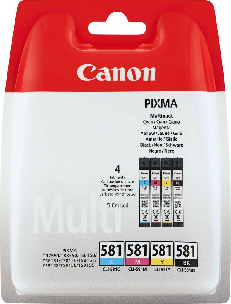 Canon CLI-581 Multipack - Original - Tinte auf Pigmentbasis - Schwarz - Cyan - Magenta - Gelb - Canon - PIXMA TS9150 PIXMA TS6151 PIXMA TS9155 PIXM...