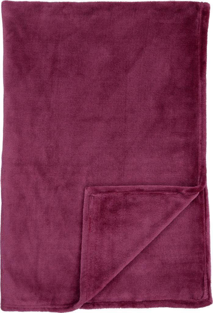 Schiesser Wohndecke Mia | Leichte Fleece-Kuscheldecke | Für Couch, Sofa & als Tagesdecke für Einzelbetten | 150x200 cm | Beere