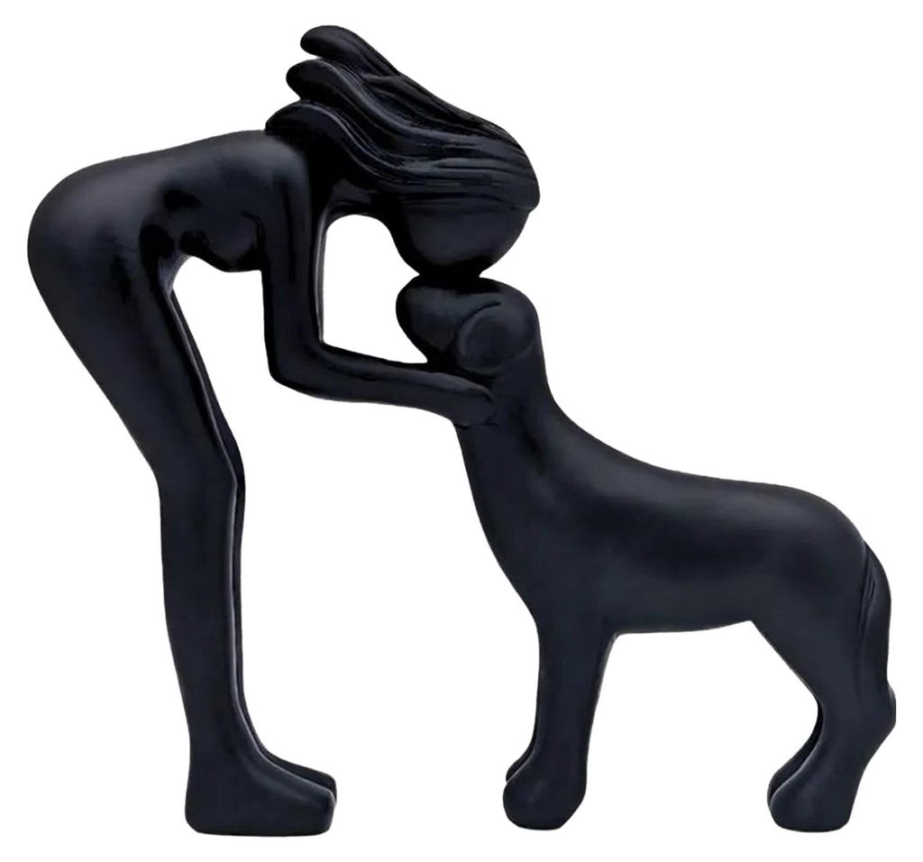 Niedliche Mensch-Hund-Statue aus Kunstharz, Tierfigur für Zuhause, Büro, Schreibtisch oder Regal, Geschenkidee für Tierliebhaber