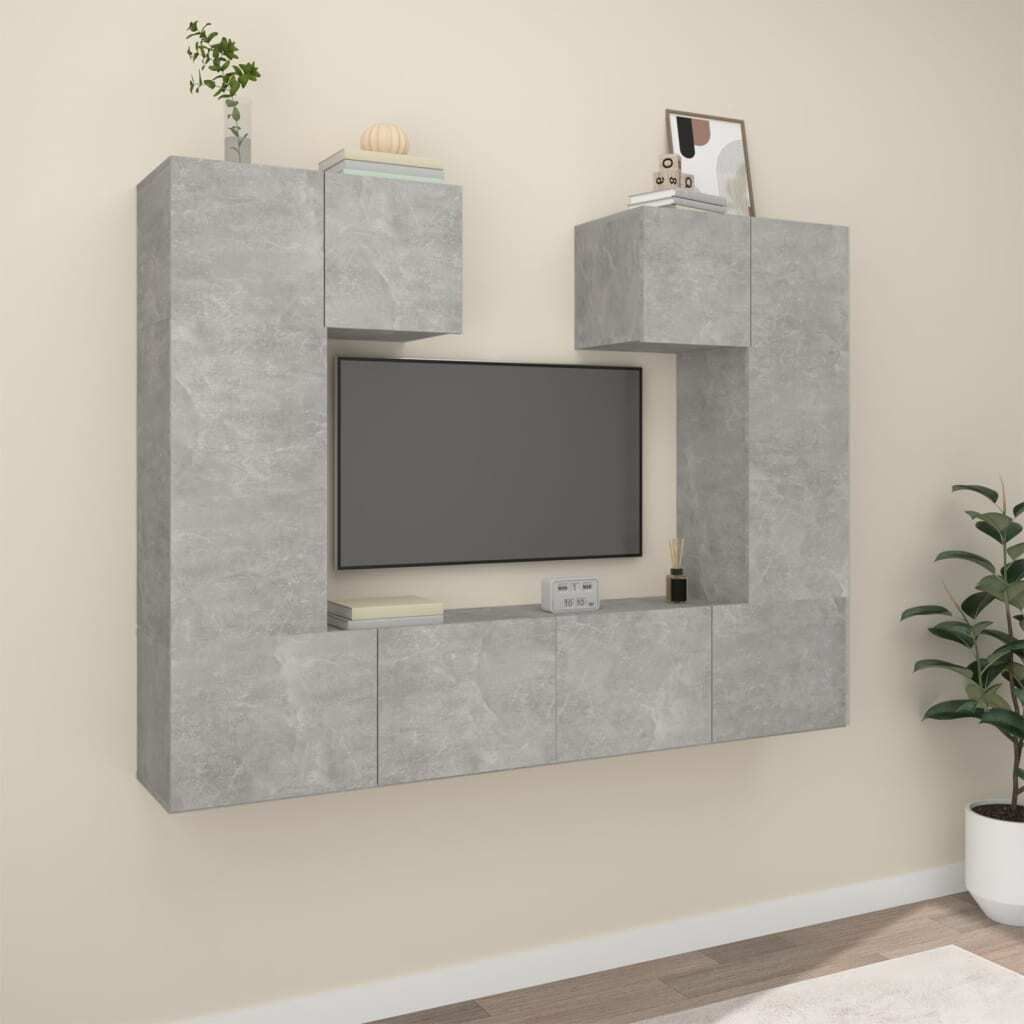 Maison Exclusive - 6-tlg. TV-Schrank-Set Betongrau Holzwerkstoff