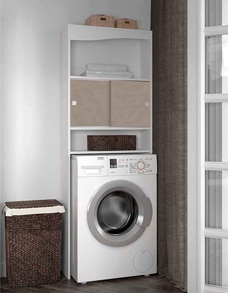Interia Waschmaschinenschrank Mya Weiß - Taupe