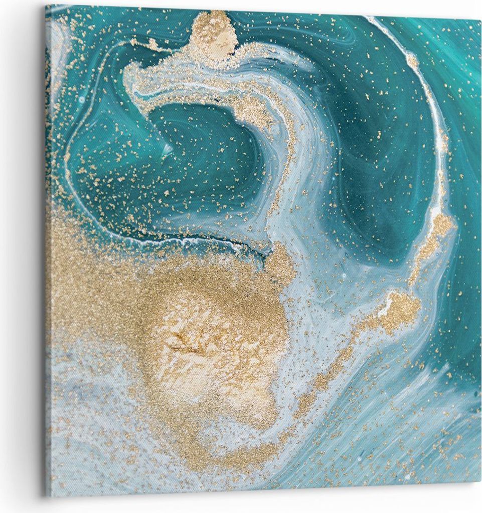 Bild auf Leinwand - Leinwandbild - Einteilig - Golden Türkis Hintergrund - 60x60cm - Wand Bild - Wanddeko - Wandbilder - Leinwanddruck - Bilder - ...