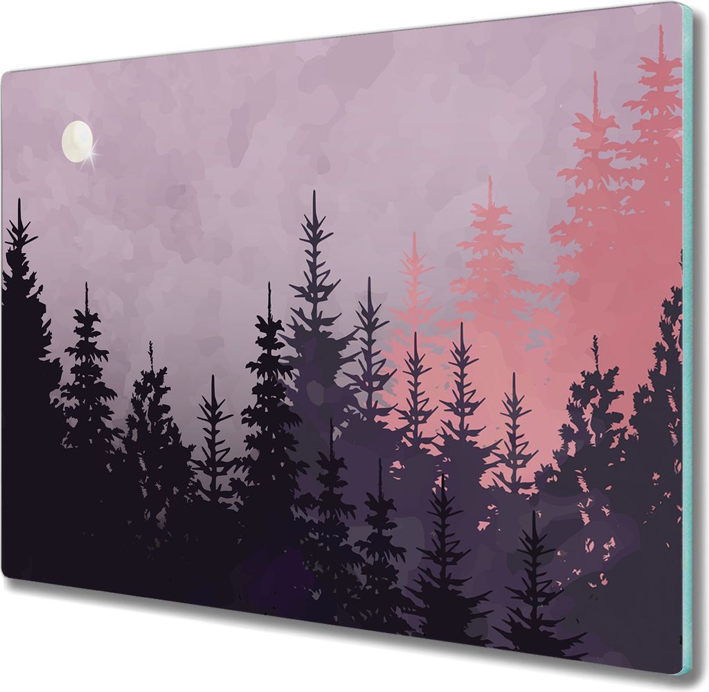 Coloray Küchenbrett Kochplattenabdeckung Hackbrett Schneidebrett Herdabdeckplatte 60x52 cm - Waldmondhimmel