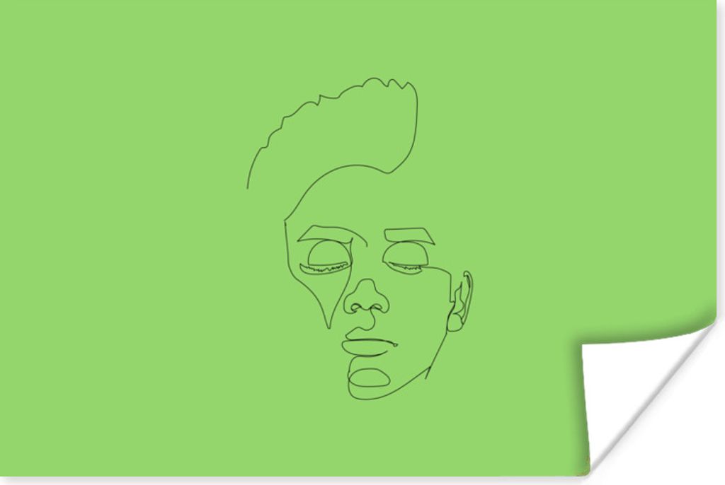 MuchoWow Poster Mensch - Strichzeichnung - Grün 90x60 cm - Schlafzimmer